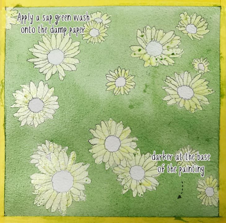 first-wet-on-wet-wash painting the first watercolor using wash wet on wet