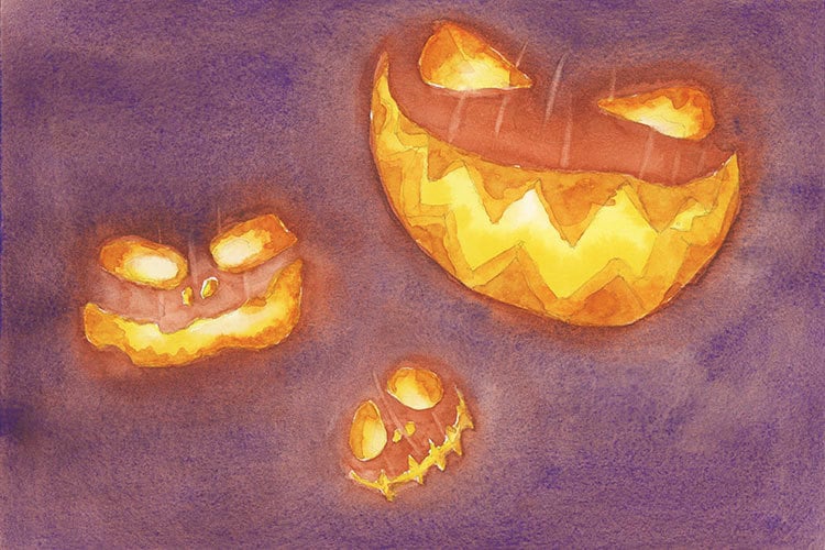 jack-o-lantern-watercolor-idea-sm jack o lantern watercolor painting idea