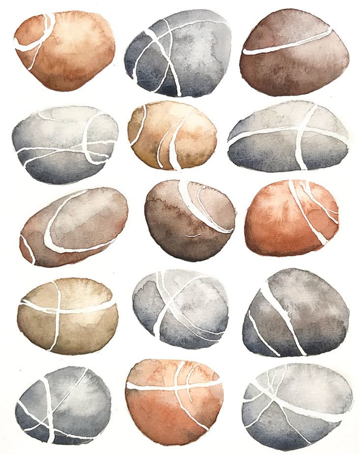 painting-watercolor-pebbles-using-a-bloom-technique painting watercolor pebbles using a bloom technique