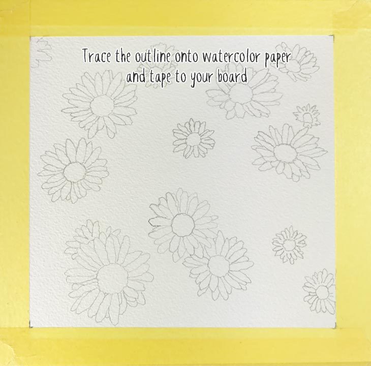 trace-outline-onto-watercolor-paper trace the flowers onto watercolor paper