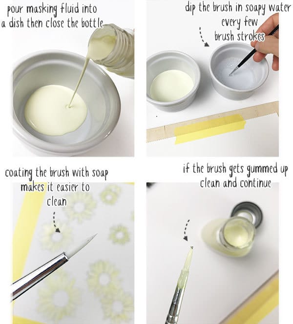 using-watercolor-masking-fluid using masking fluid with a brush
