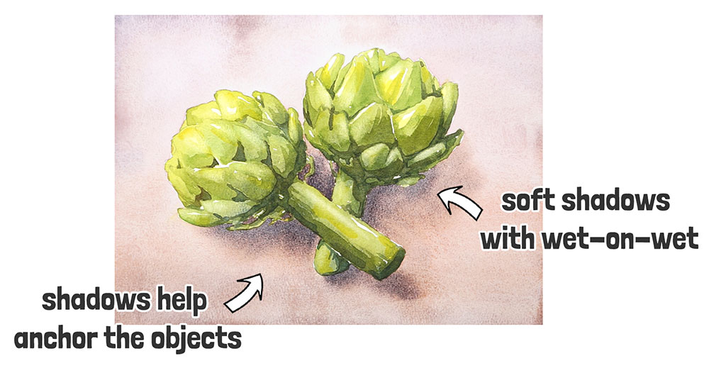 watercolor artichoke step 4