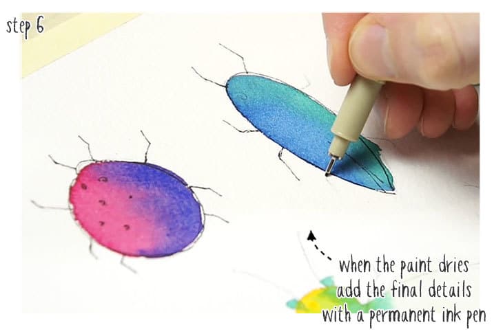 watercolor-bugs-idea-step-by-step-02 watercolor bugs idea step by step stage 2