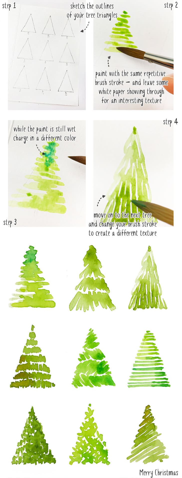 watercolor-christmas-tree-card painting a watercolor christmas tree card step by step