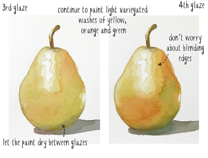 watercolor-pear-step-2 watercolor pear tutorial step 2