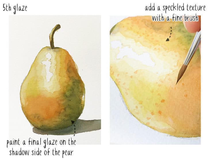 watercolor-pear-step-3 watercolor pear tutorial step 3