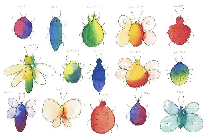 watercolor-pen-wash-bugs-idea watercolor pen and wash bugs idea