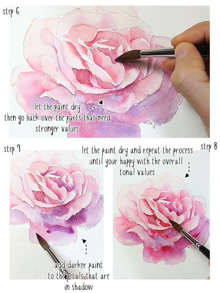 watercolor-rose-step-by-step-02 watercolor rose step by step stage 2