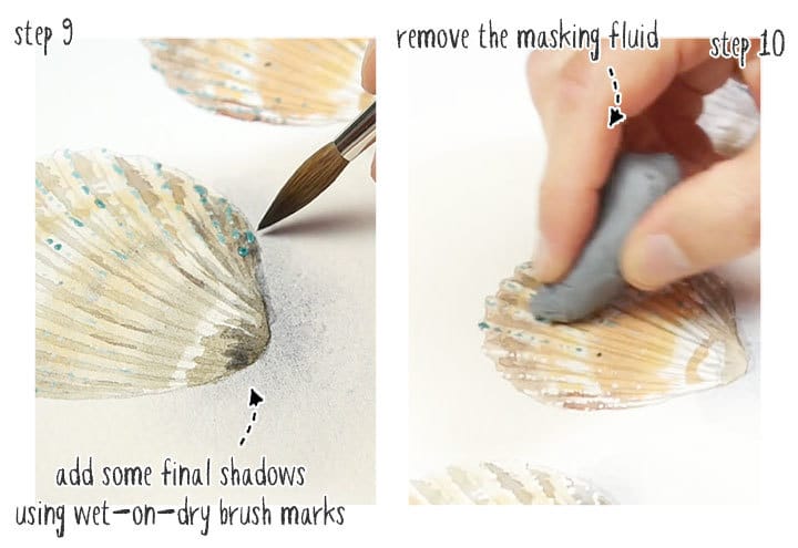 watercolor-seashells-step-by-step-03 step by step watercolor seashells stage 3