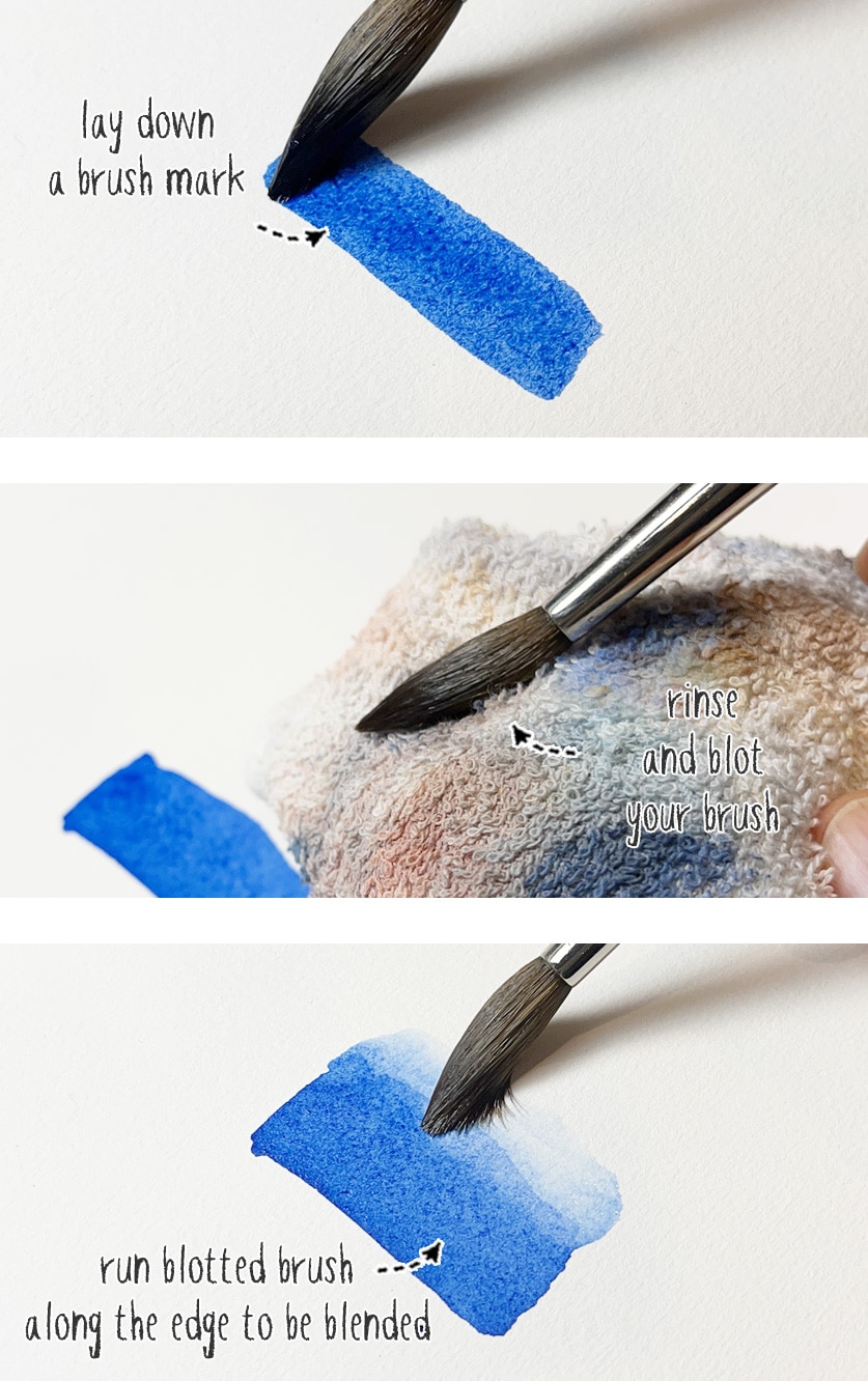 wet on dry blending in watercolor