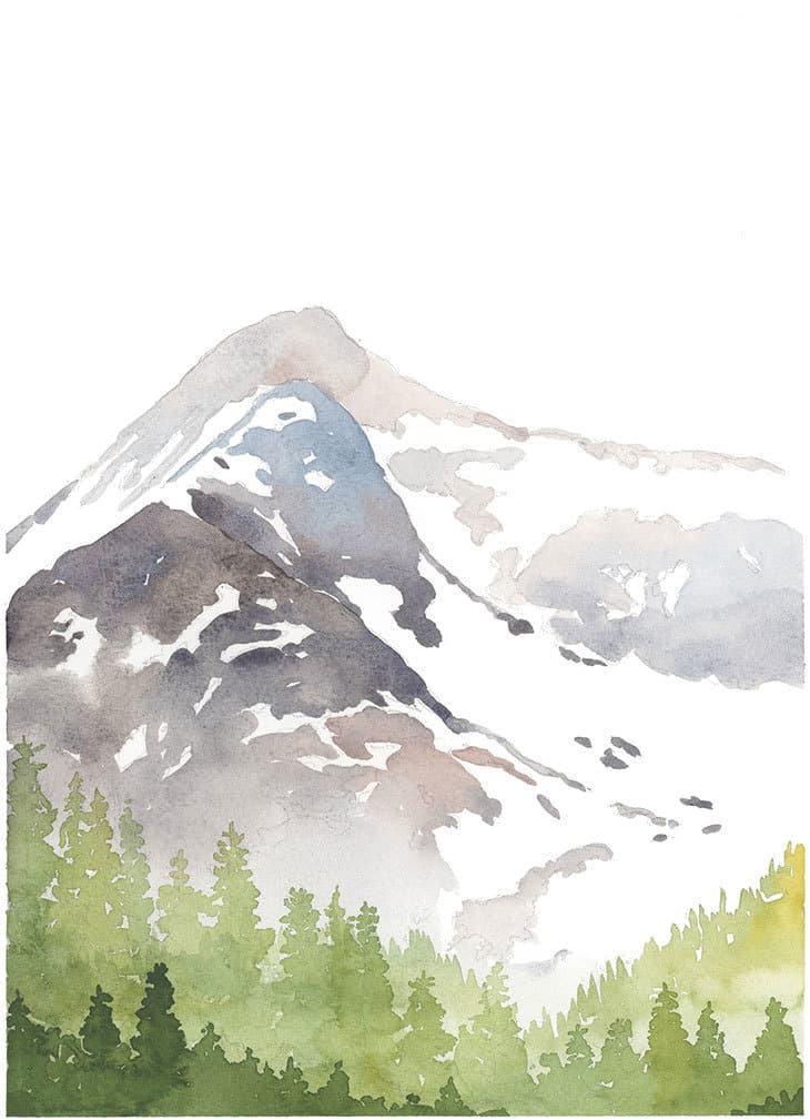winter-mountain-watercolor-scene-sm winter mountain watercolor scene